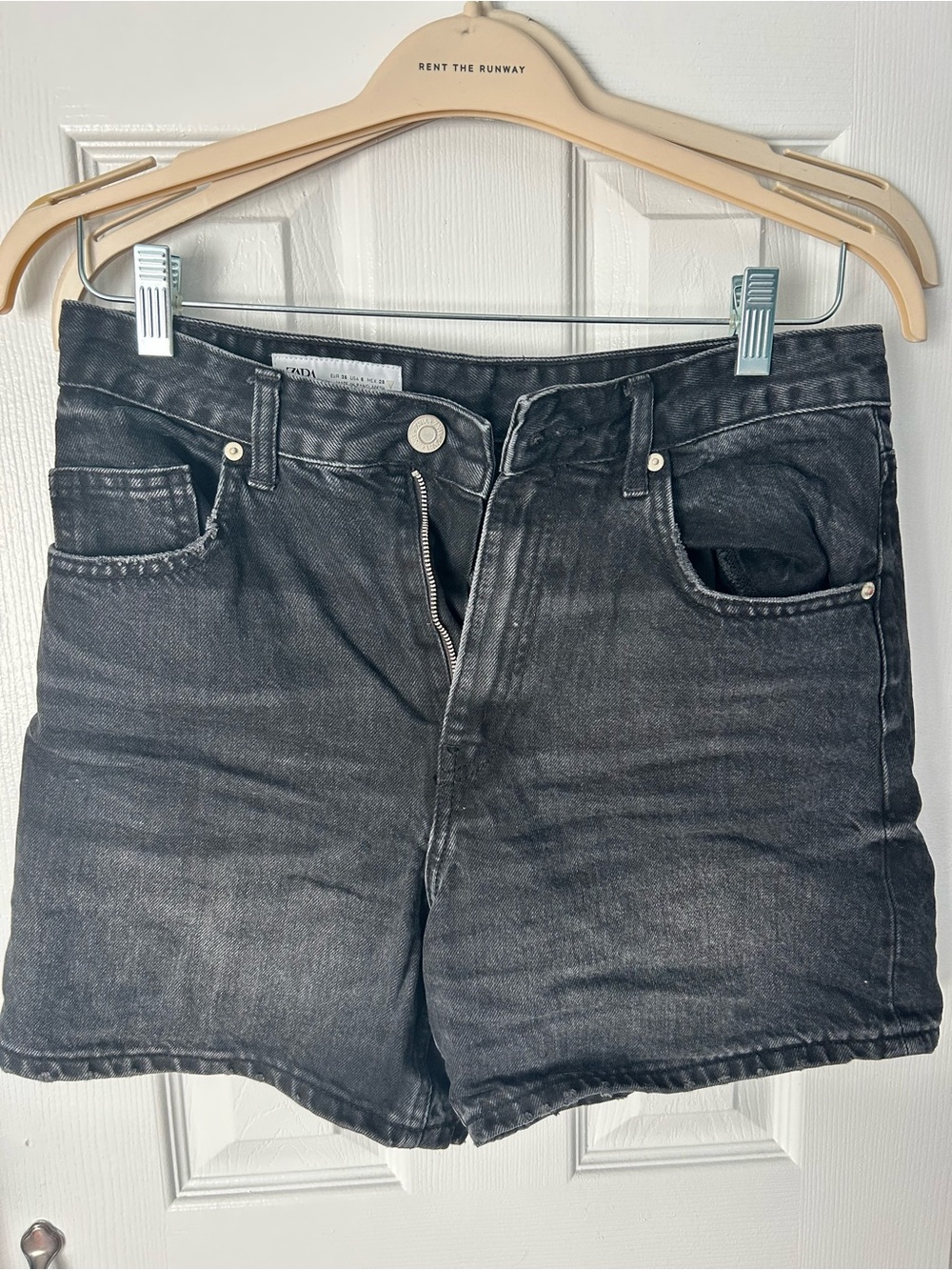 Zara Washed Black Denim Shorts